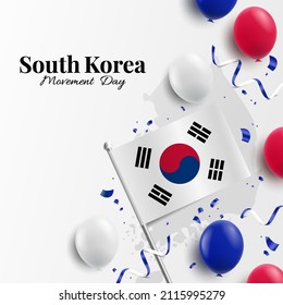 Vector Illustration of March 1st Movement Day in the South Korea. Background with balloons, flag
