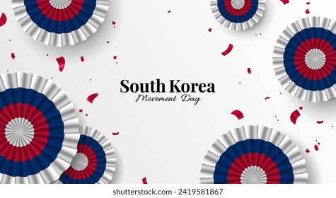 Vector Illustration of March 1st Movement Day in the South Korea. Celebration banner. Cockade
