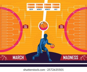 A vector illustration of March Madness Basketball Bracket Template