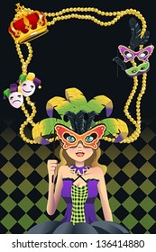 A vector illustration of a mardi gras background with copy space