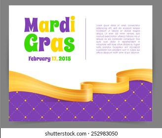 Vector illustration of Mardi Gras background with ribbon