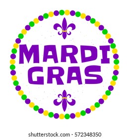 Vector illustration of Mardi Gras background with typography text for greeting card, banner, gift packaging, sale or party templates for fat tuesday, carnival, masquerade