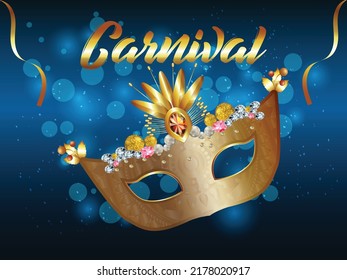 Vector illustration of mardi gras brazil festival with creative mask 