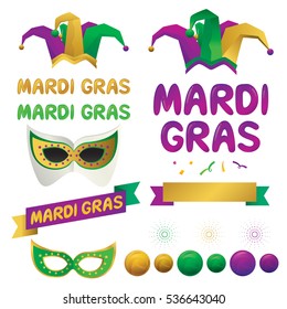 Vector illustration of Mardi Gras festival elements and decoration.