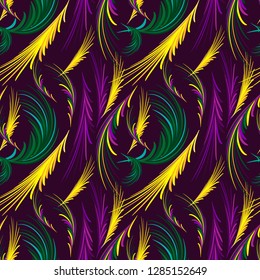 Vector illustration for mardi gras. Mardi Gra seamless pattern. Seamless pattern with multicolored feathers.