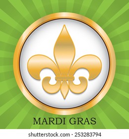 Vector illustration of Mardi Gras in green background.