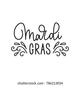 Vector illustration, Mardi Gras hand written lettering. 