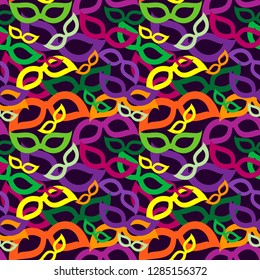 Vector illustration for mardi gras. Seamless pattern with multicolored  masks.