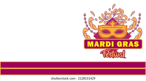 Vector illustration of Mardi Gras or Shrove Tuesday lettering label on white background