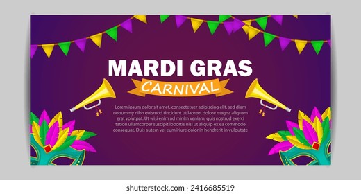 Vector illustration of Mardi Gras social media feed template