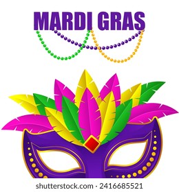 Vector illustration of Mardi Gras social media feed template