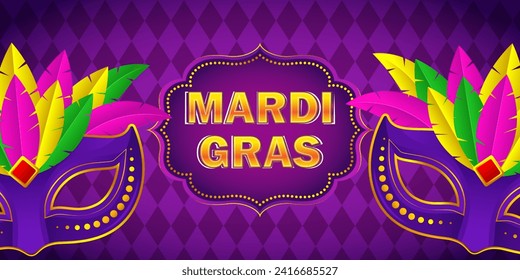 Vector illustration of Mardi Gras social media feed template