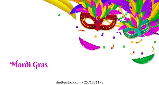 Vector illustration of Mardi Gras social media template