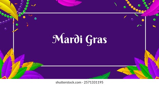 Vector illustration of Mardi Gras social media template