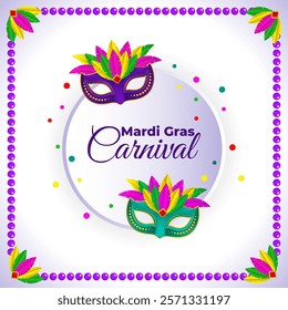 Vector illustration of Mardi Gras social media template