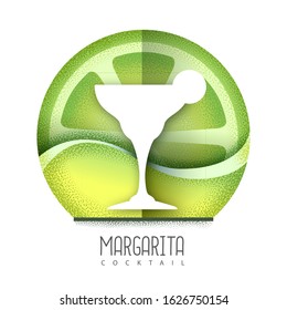 Vector illustration of margarita cocktail icon. Grainy texture design