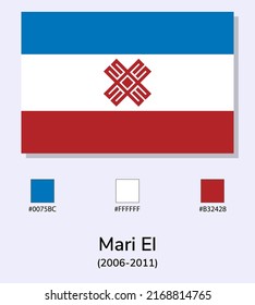 Vector Illustration of Mari El (2006-2011) flag isolated on light blue background. Illustration Mari El flag with Color Codes. As close as possible to the original. 