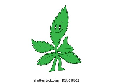 Vector illustration of marijuana cartoon. Isolated on white background. 