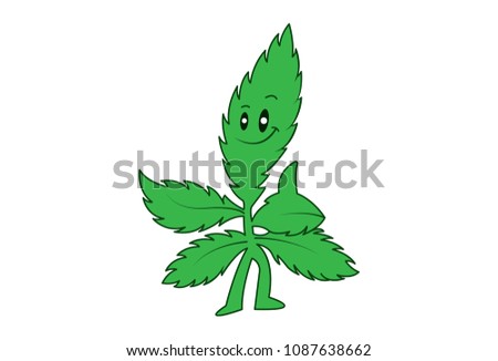 Vector illustration of marijuana cartoon. Isolated on white background. 