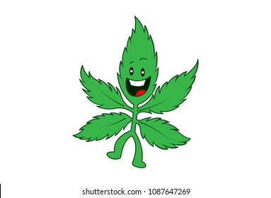 Vector illustration of marijuana cartoon laughing. Isolated on white background. 