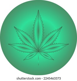 Ilustración vectorial de la hoja de marihuana, planta de cannabis utilizada con fines medicinales