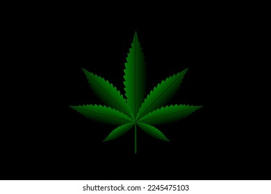 Ilustración vectorial de la hoja de marihuana, planta de cannabis utilizada con fines medicinales