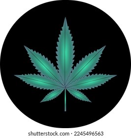 Ilustración vectorial de la hoja de marihuana, planta de cannabis utilizada con fines medicinales