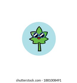 Vector illustration of marijuana leaf with glasses design