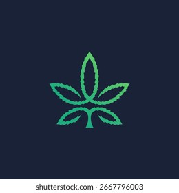 Ilustración vectorial de la línea de la hoja de marihuana