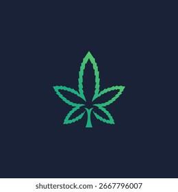 Ilustración vectorial de la línea de la hoja de marihuana