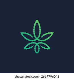 Ilustración vectorial de la línea de la hoja de marihuana