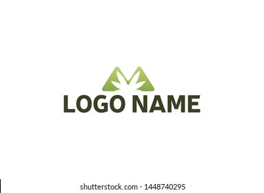 Vector illustration of marijuana leaf logo design template. Isolated on white background.
