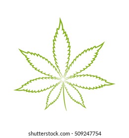 Vector illustration of marijuana leaf symbol. Linear style
