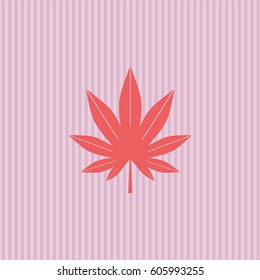 Ilustración vectorial del icono de la hoja de marihuana (hierba) en color rojo
