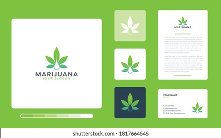 Ilustración vectorial de la plantilla de diseño del logo de la marihuana. Aislado sobre un fondo de color.