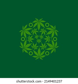 Vector illustration of a marijuana logo resembling a green diamond. suitable for clothing designs, posters, etc