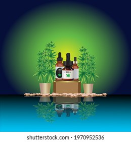 Vector illustration of marijuana trade show for the medical industry 