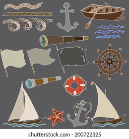 vector illustration of marine accessories 
