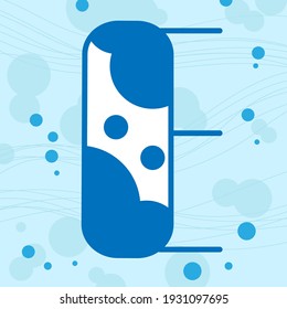 Vector illustration. marine alphabet for decoration and signature cards. For decorations. The letter is separately on the background. Letter E