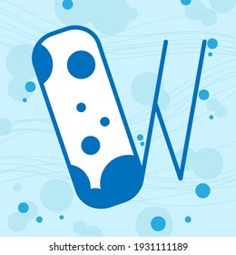 Vector illustration. marine alphabet for decoration and signature cards. For decorations. The letter is separately on the background. Letter W