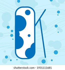 Vector illustration. marine alphabet for decoration and signature cards. For decorations. The letter is separately on the background. Letter K