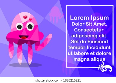 Vector illustration of Marine Animal Themed Digital Paper in Low Poly Style, Used for Invitation Cards