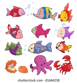 Funny Fishes Vector Illustration Stock Vector (Royalty Free) 40681558 ...