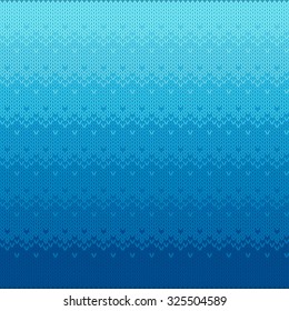 Vector illustration of marine knitted seamless pattern with smooth color gradient