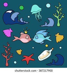 Vector illustration of marine life