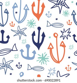 Vector illustration, a marine and navy theme. Pattern, print.