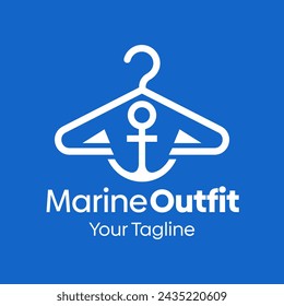 Vector Illustration for Marine Outfit Logo: A Design Template Merging Concepts of a Hanger Fashion and Marine Shape