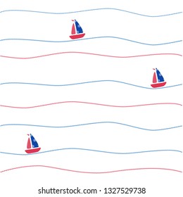 vector illustration of marine pattern with ropes and sailboat
