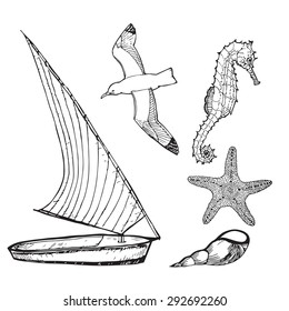 Vector illustration of marine set