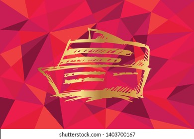 Vector Illustration of Marine Ship and Boat Icon with Red Polygon and Geometric. Graphic Design for Template, Layout, Background, Poster and More.